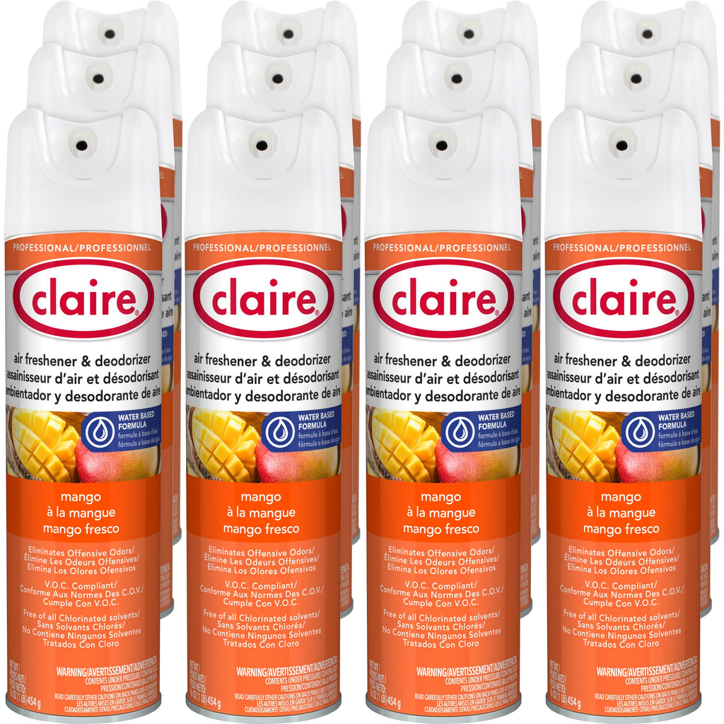 claire-water-based-air-freshener-spray-16-oz-mango-12-dozen-residue-free-non-staining-ozone-safe-odor-neutralizer-recyclable_cgccl341 - 1