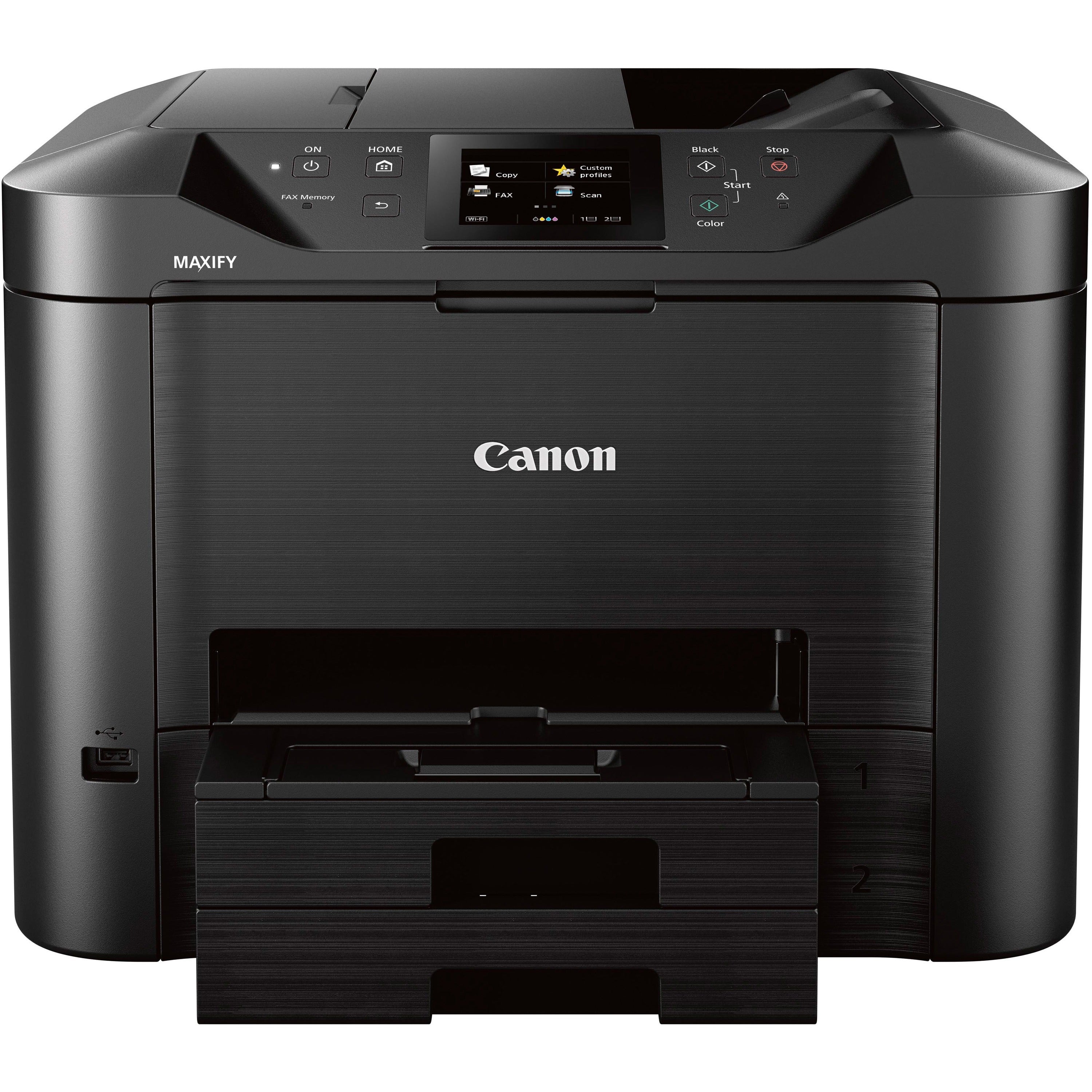 Canon MAXIFY MB5420 Wireless Inkjet Multifunction Printer - Color - Black - Copier/Fax/Printer/Scanner - 600 x 1200 dpi Print - Automatic Duplex Print - Up to 30000 Pages Monthly - Color Flatbed Scanner - 1200 dpi Optical Scan - Color Fax - Ethernet