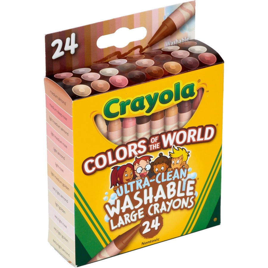 Crayola Ultra-Clean Washabe Large Crayons - Assorted, Almond, Rose, Gold - 24 / Pack