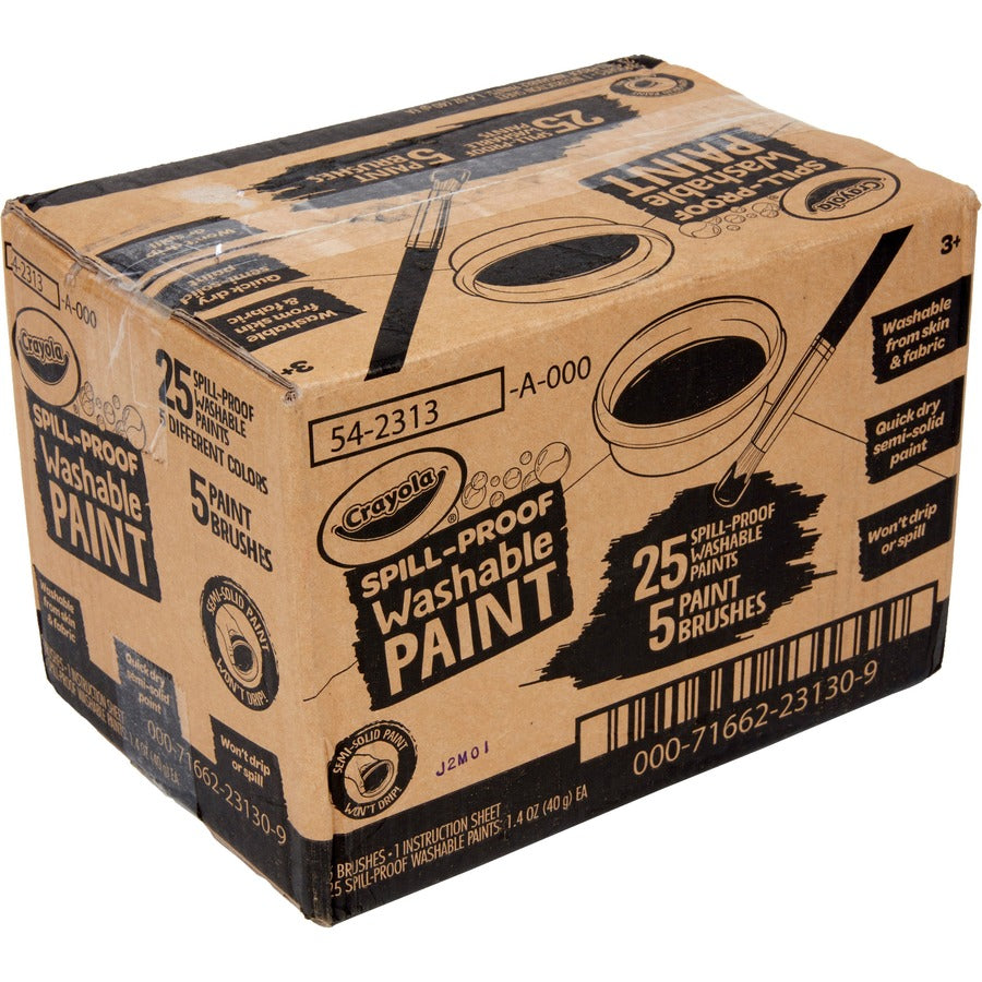 Spill Proof Washable Paints, 5 Colors, 1.4 oz Cups, 5 Sets/Carton