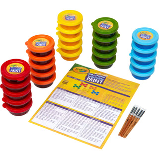 Spill Proof Washable Paints, 5 Colors, 1.4 oz Cups, 5 Sets/Carton