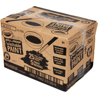 Spill Proof Washable Paints, 5 Colors, 1.4 oz Cups, 5 Sets/Carton