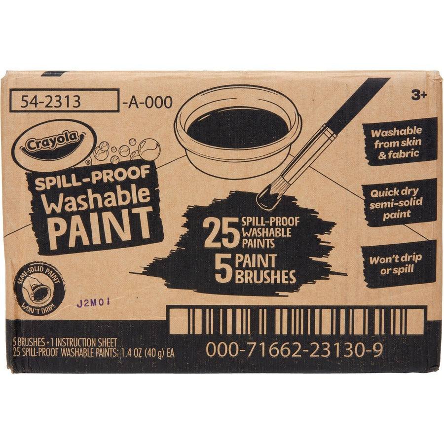 Spill Proof Washable Paints, 5 Colors, 1.4 oz Cups, 5 Sets/Carton