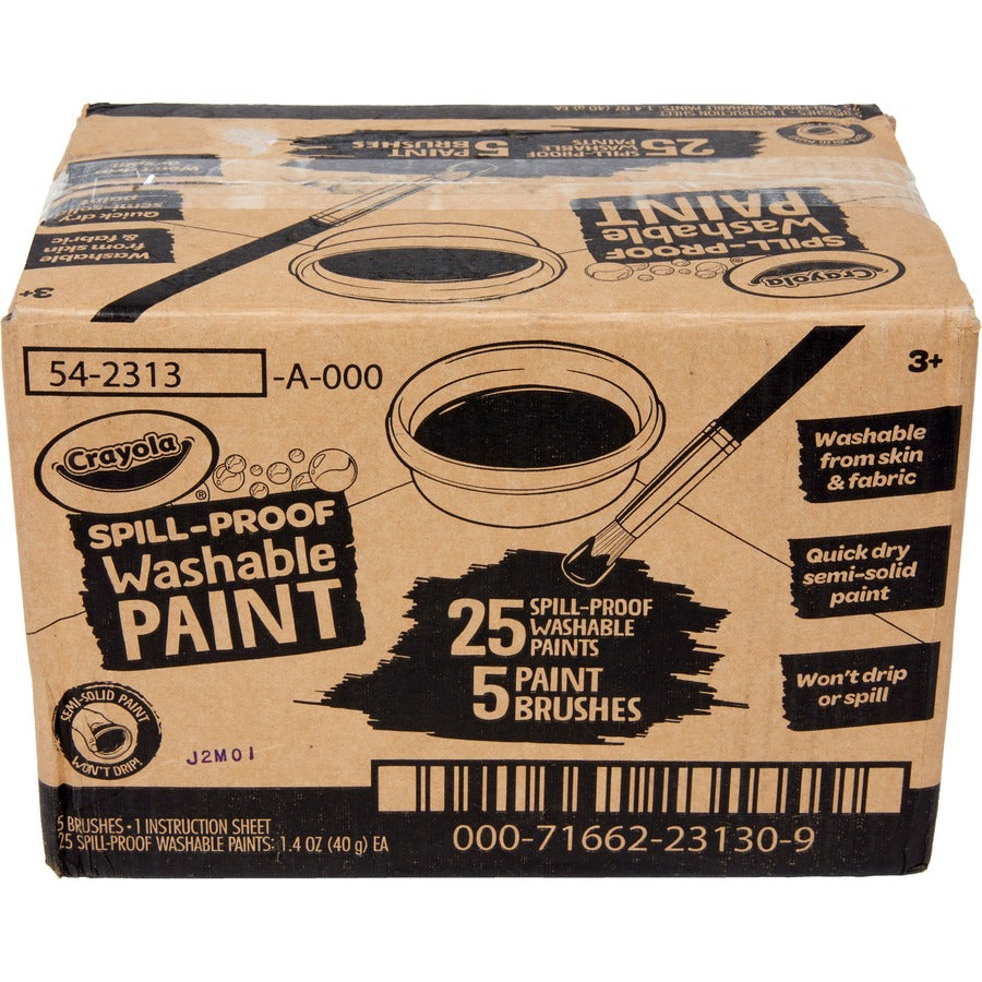 Spill Proof Washable Paints, 5 Colors, 1.4 oz Cups, 5 Sets/Carton