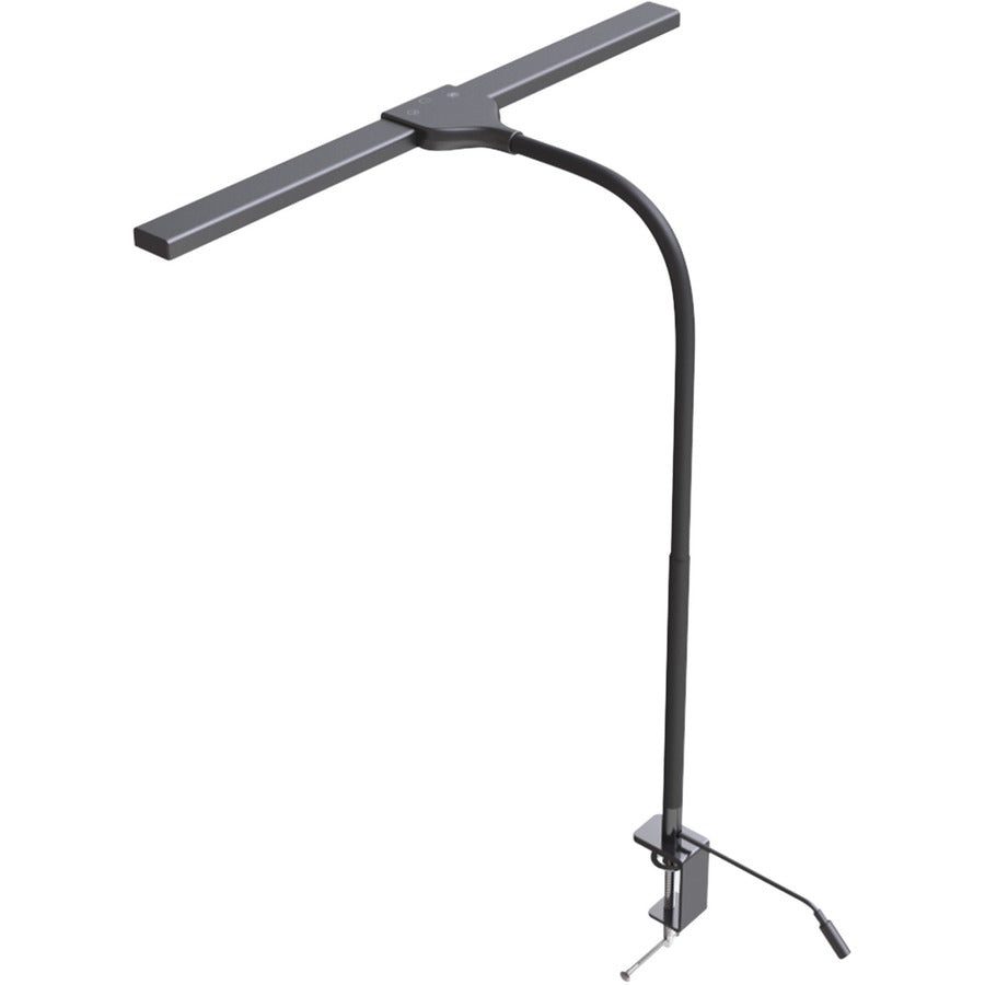 Data Accessories Company Clamp-On LED Desk Lamp - 20" Height - 18" Width - LED Bulb - Flexible Neck, Gooseneck, Dimmable, Color Changing Mode, Durable - Metal - Desk Mountable, Table Top - Black - for Desk, Table