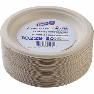 genuine-joe-6-compostable-plates-breakroom-office-disposable-white-natural-sugarcane-body-50-pack_gjo10229 - 2