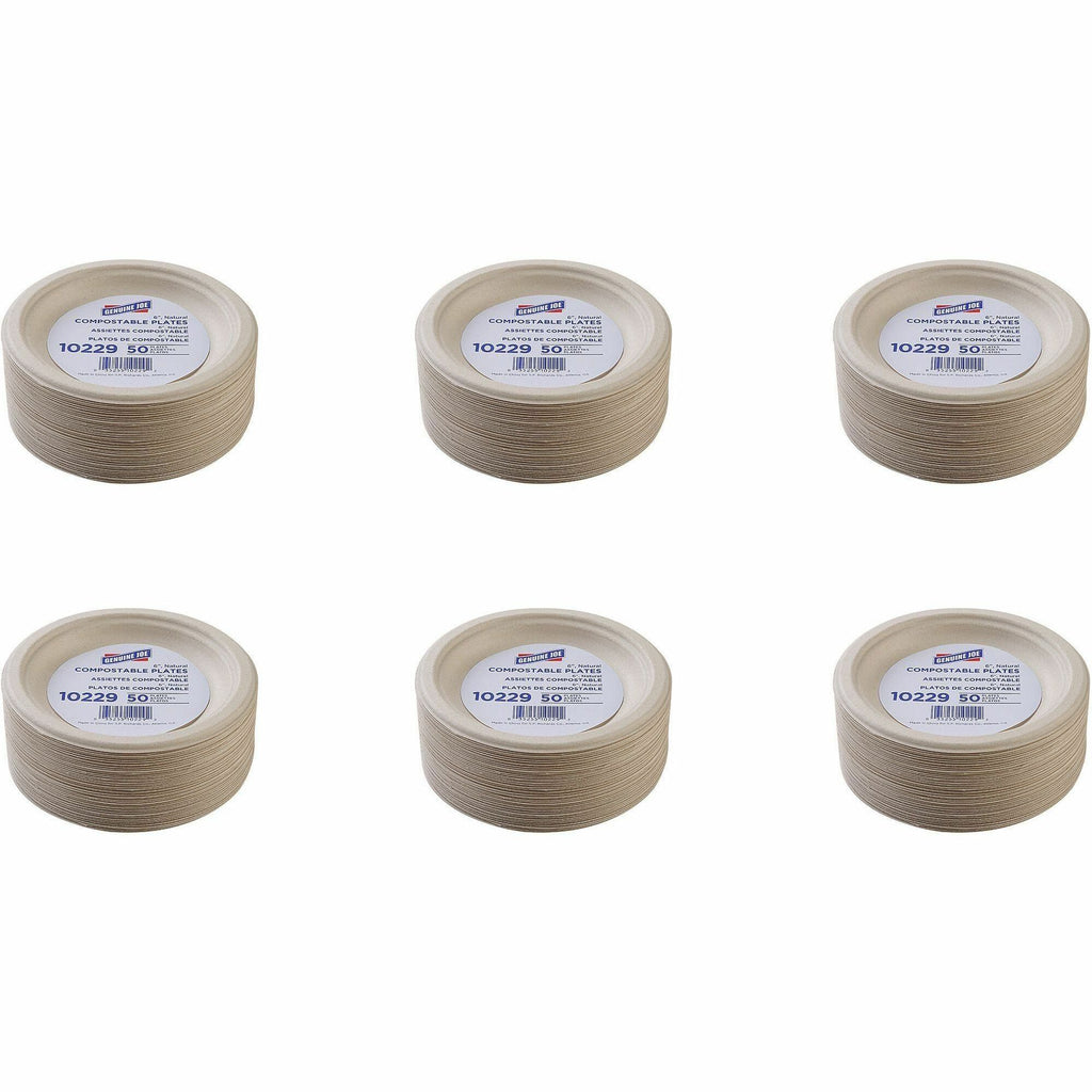 genuine-joe-6-compostable-plates-50-pack-breakroom-office-disposable-white-natural-sugarcane-body-20-carton_gjo10229ct - 1