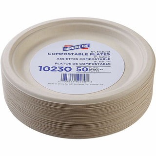 genuine-joe-9-compostable-plates-breakroom-office-disposable-white-natural-sugarcane-body-50-pack_gjo10230 - 2