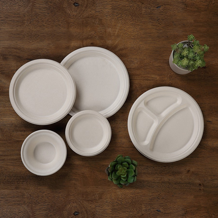 Genuine Joe 12 oz Compostable Bowls - Breakroom, Office - Disposable - White, Natural - Sugarcane Body - 50 / Pack