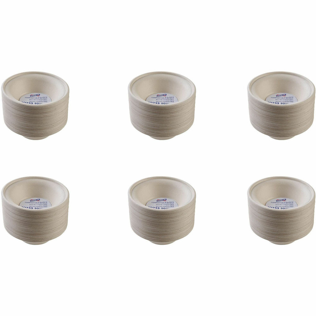 Genuine Joe 12 oz Compostable Bowls - 50 / Pack - Breakroom, Office - Disposable - White, Natural - Sugarcane Body - 20 / Carton