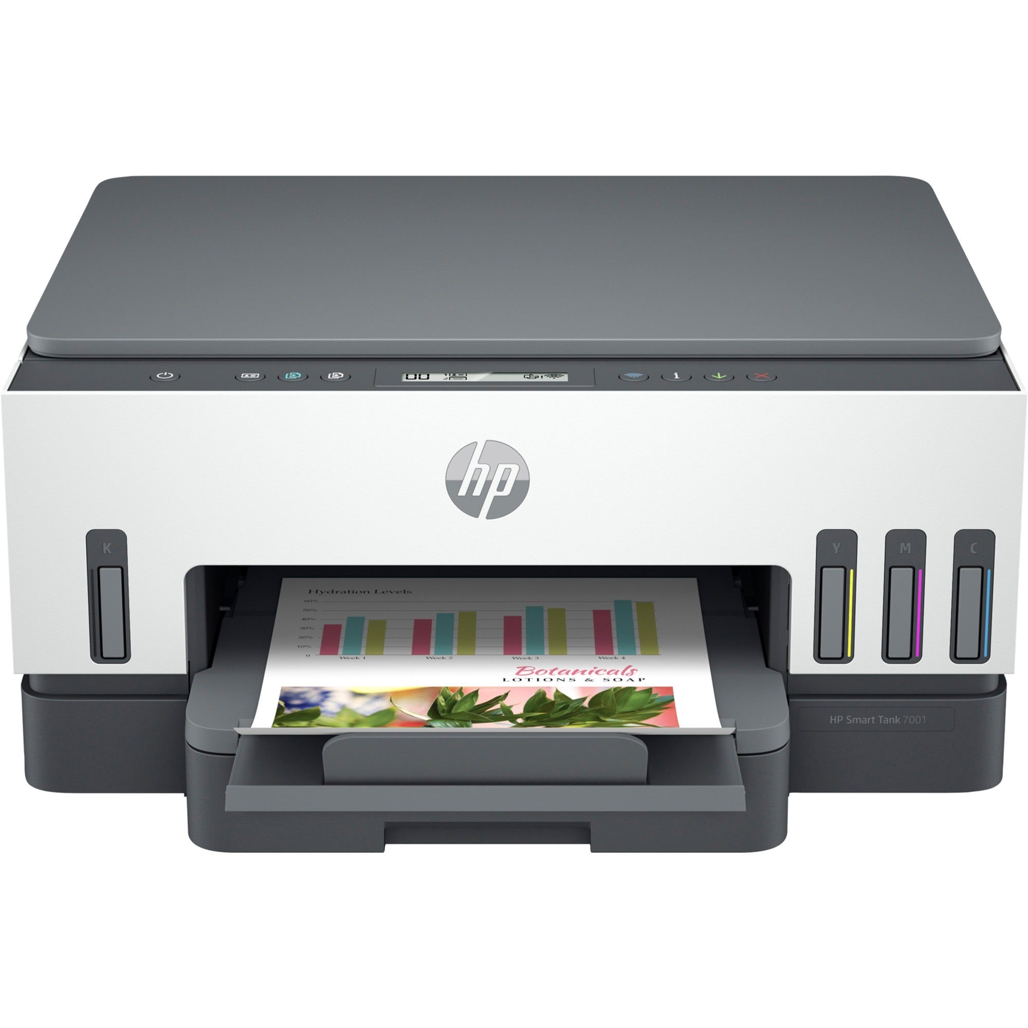 HP Smart Tank 7001 Wireless Inkjet Multifunction Printer - Color - White - Copier/Printer/Scanner - 4800 x 1200 dpi Print - Automatic Duplex Print - Up to 5000 Pages Monthly - Color Flatbed Scanner - 1200 dpi Optical Scan - Wireless LAN - Apple AirPr