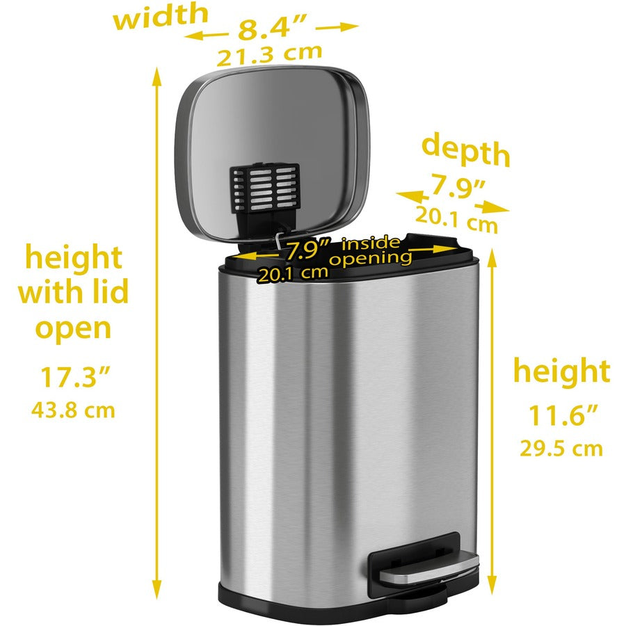 hls-commercial-fire-rated-soft-step-trash-can-132-gal-capacity-pedal-control-handle-durable-smooth-lid-closure-fingerprint-proof-fire-retardant-removable-inner-bin-118-height-x-85-width-x-73-depth-stainless-steel-silver-1-ea_hlchlss01rfr - 5