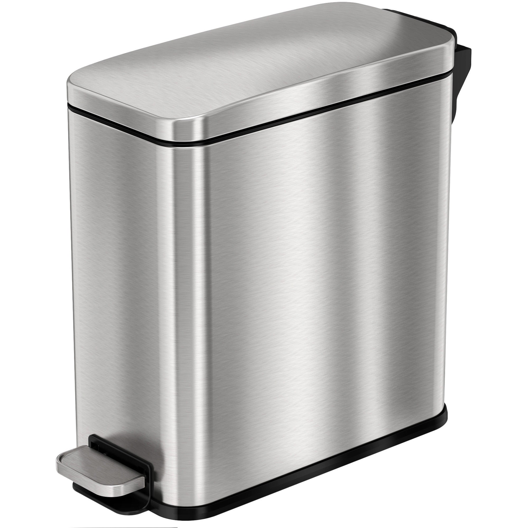 hls-commercial-fire-rated-soft-step-trash-can-3-gal-capacity-pedal-control-durable-smooth-lid-closure-fingerprint-proof-fire-retardant-removable-inner-bin-handle-138-height-x-65-width-stainless-steel-silver-1-each_hlchlss03rfr - 1
