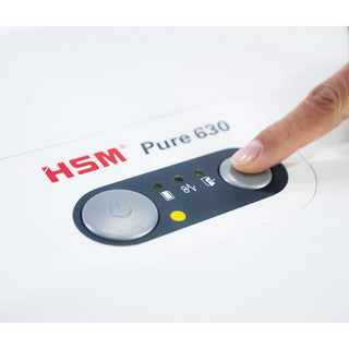 HSM Pure 630 - 3/16" x 1 1/8" - Continuous Shredder - Particle Cut - 22 Per Pass - for shredding Staples, Paper, Paper Clip, Credit Card, CD, DVD - 0.188" x 1.125" Shred Size - P-4/O-3/T-4/E-3/F-1 - 12.20" Throat - 34.30 gal Wastebin Capacity - White