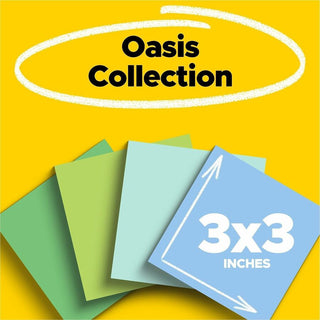100% Recycled Paper Super Sticky Notes, 3" x 3", Oasis, 70 Sheets/Pad, 24 Pads/Pack