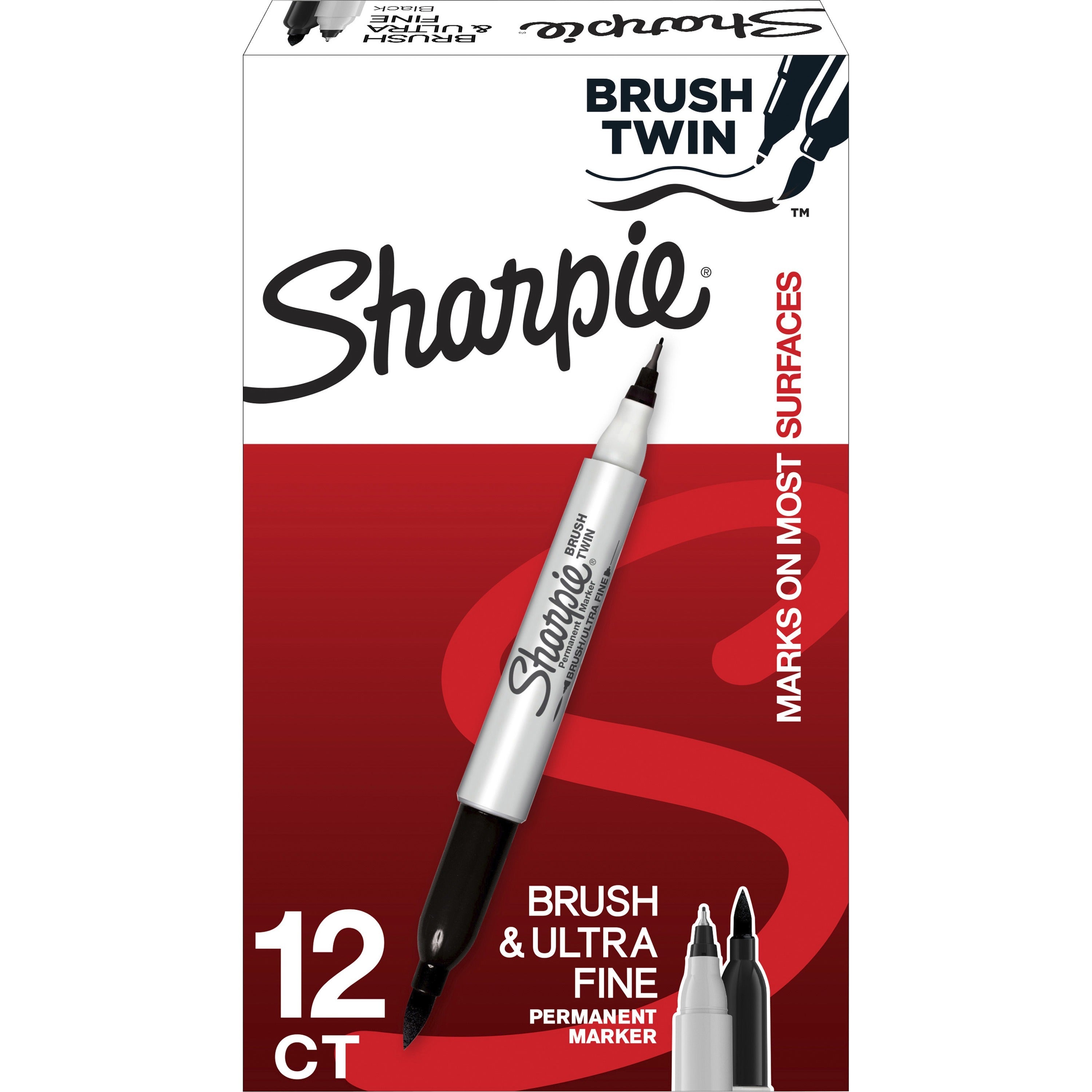 sharpie-brush-twin-permanent-markers-fine-broad-ultra-fine-marker-point-black-12-dozen_san2151734 - 1