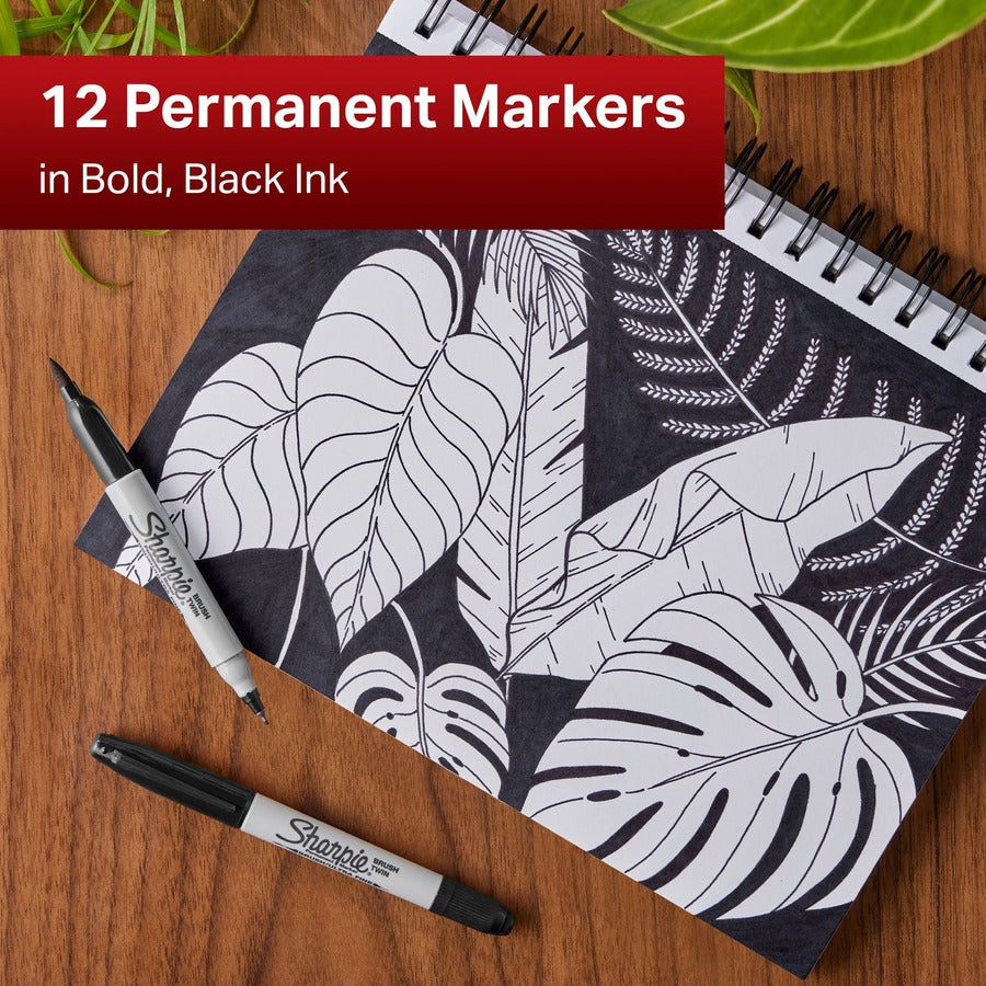 sharpie-brush-twin-permanent-markers-fine-broad-ultra-fine-marker-point-black-12-dozen_san2151734 - 6
