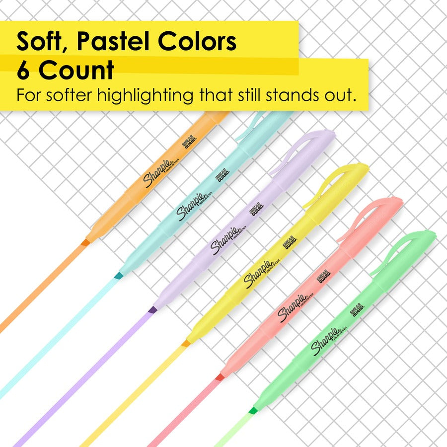 Sharpie Accent Highlighters w/Smear Guard - Chisel Marker Point Style - Assorted - 6 / Pack