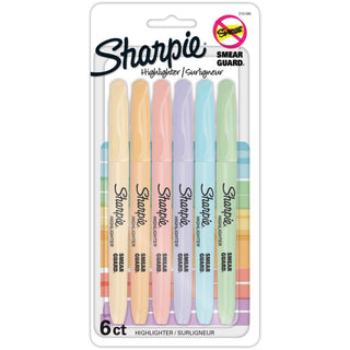 Sharpie Accent Highlighters w/Smear Guard - Chisel Marker Point Style - Assorted - 6 / Pack