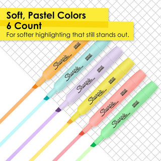 Sharpie SmearGuard Tank Style Highlighters - Wide, Narrow Marker Point - Chisel Marker Point Style - Assorted - 6 / Pack