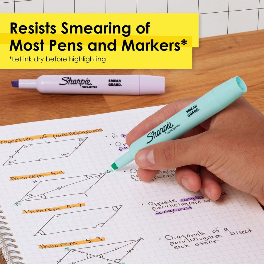 Sharpie SmearGuard Tank Style Highlighters - Wide, Narrow Marker Point - Chisel Marker Point Style - Assorted - 6 / Pack