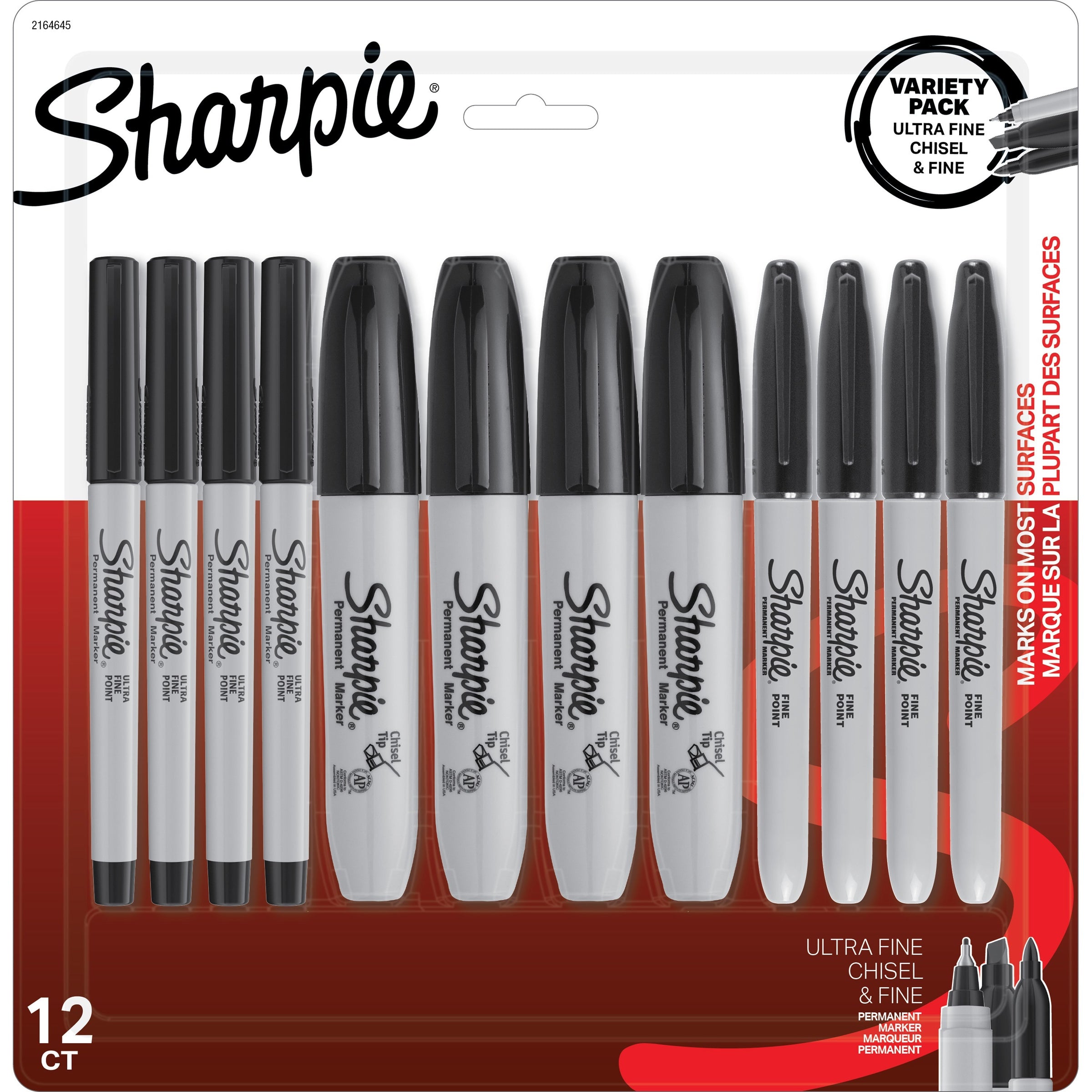 sanford-permanent-markers-fine-ultra-fine-marker-point-chisel-marker-point-style-black-12-pack_san2164645 - 1