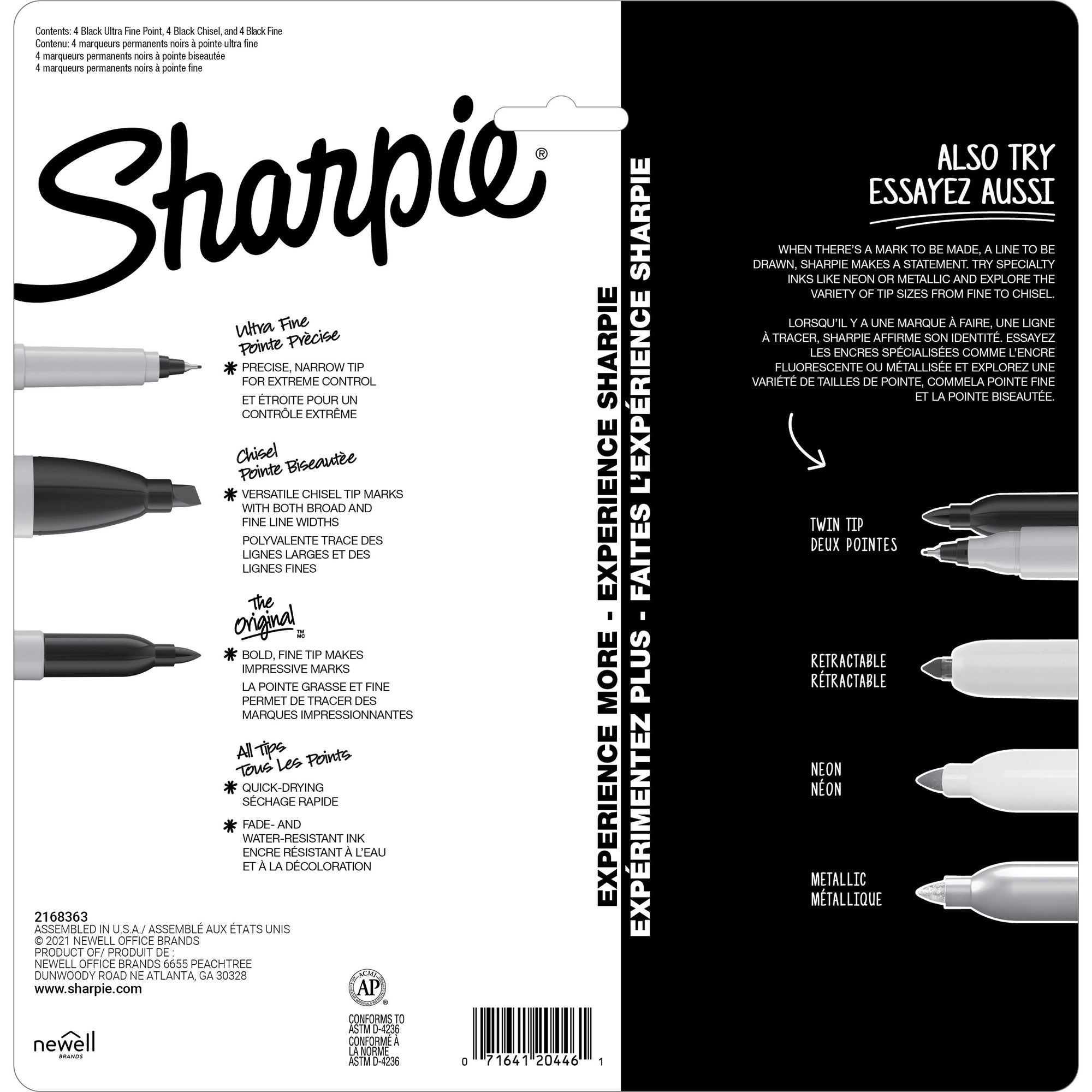 sanford-permanent-markers-fine-ultra-fine-marker-point-chisel-marker-point-style-black-12-pack_san2164645 - 2