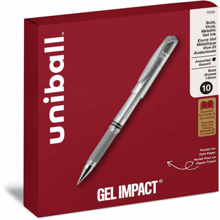 uniball Gel Impact Metallic Ink Pen - Bold Pen Point - 1 mm Pen Point Size - Assorted Gel-based Ink - 10 / Pack
