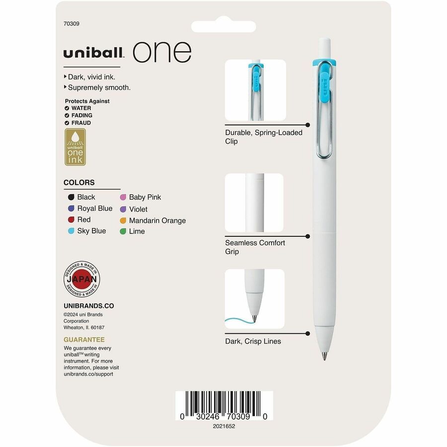 uniONE Gel Pen, Retractable, Medium 0.7 mm, Assorted Inspirational Ink Colors, Assorted Barrel Colors, 8/Pack