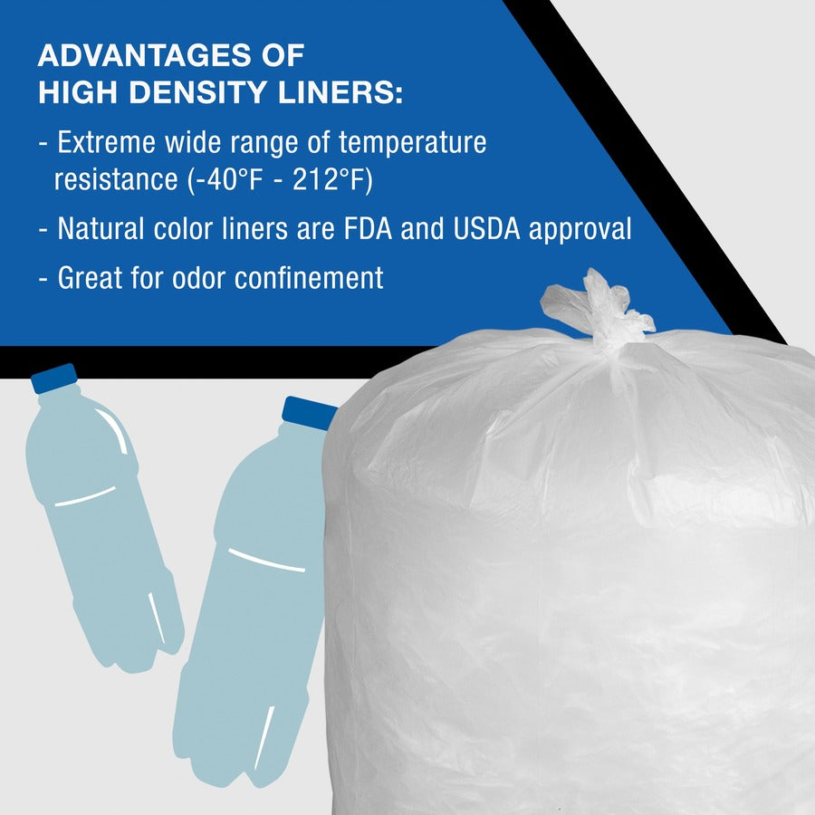 Everyday Genuine Joe High-Density Can Liners - 30 gal Capacity - 30" Width x 36" Length - 0.31 mil (8 Micron) Thickness - High Density - Clear - Resin - 500/Carton - Office Waste, Receptacle
