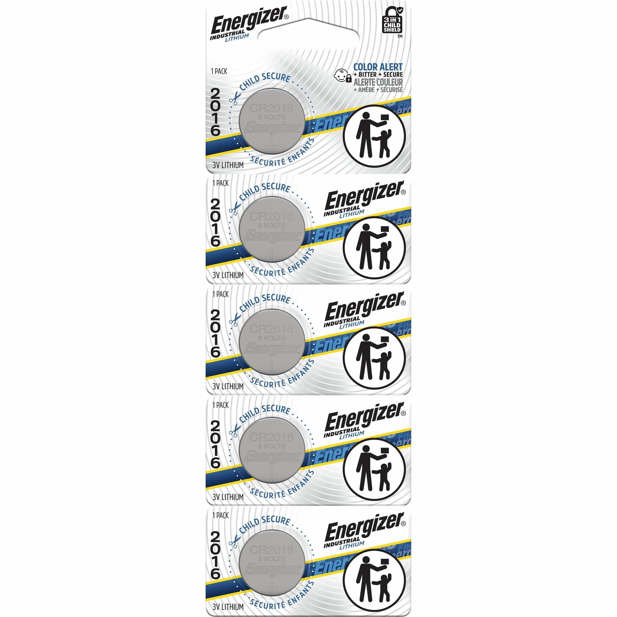 Industrial Lithium CR2016 Coin Battery with Tear-Strip Packaging, 3 V, 100/Box