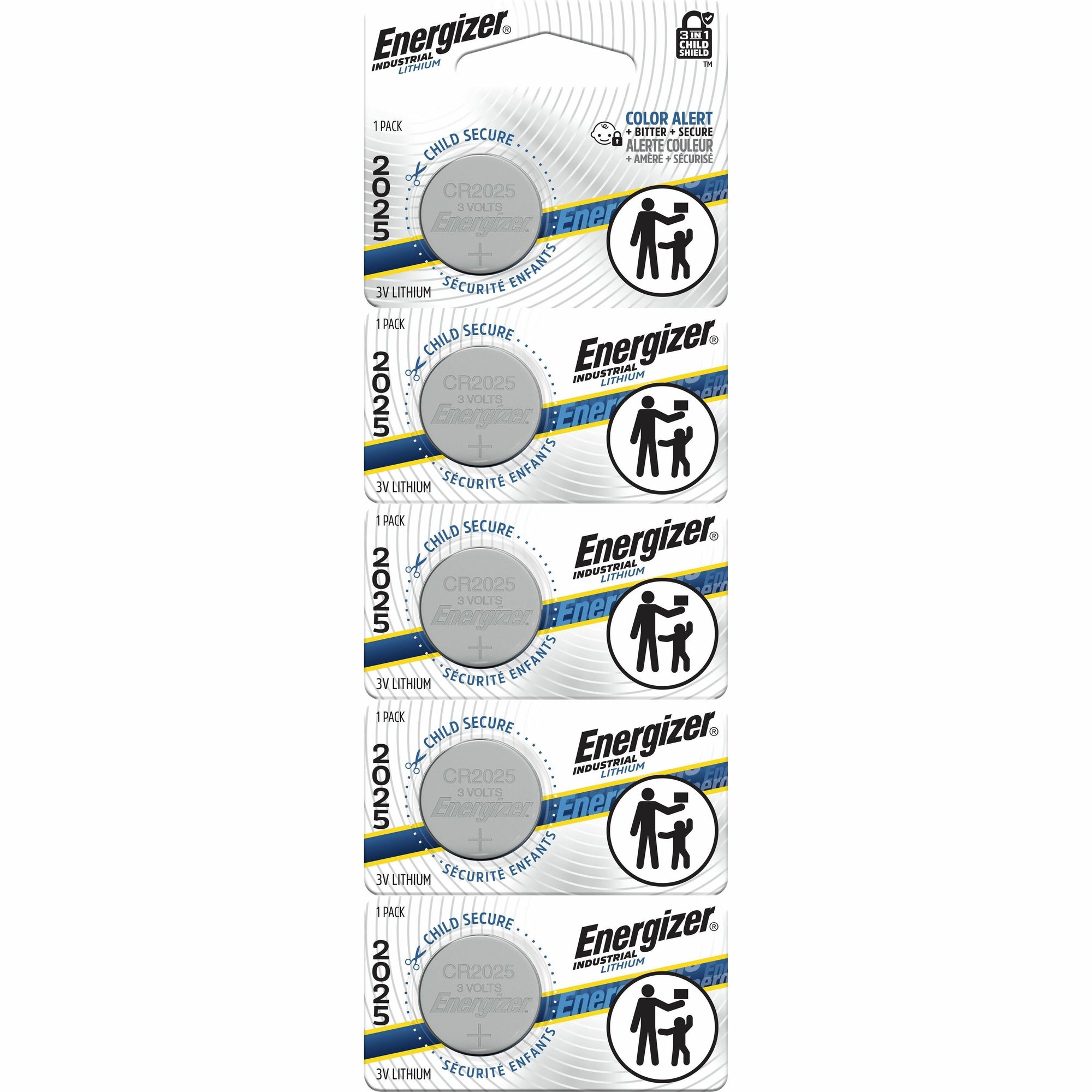 Industrial Lithium CR2025 Coin Battery with Tear-Strip Packaging, 3 V, 100/Box