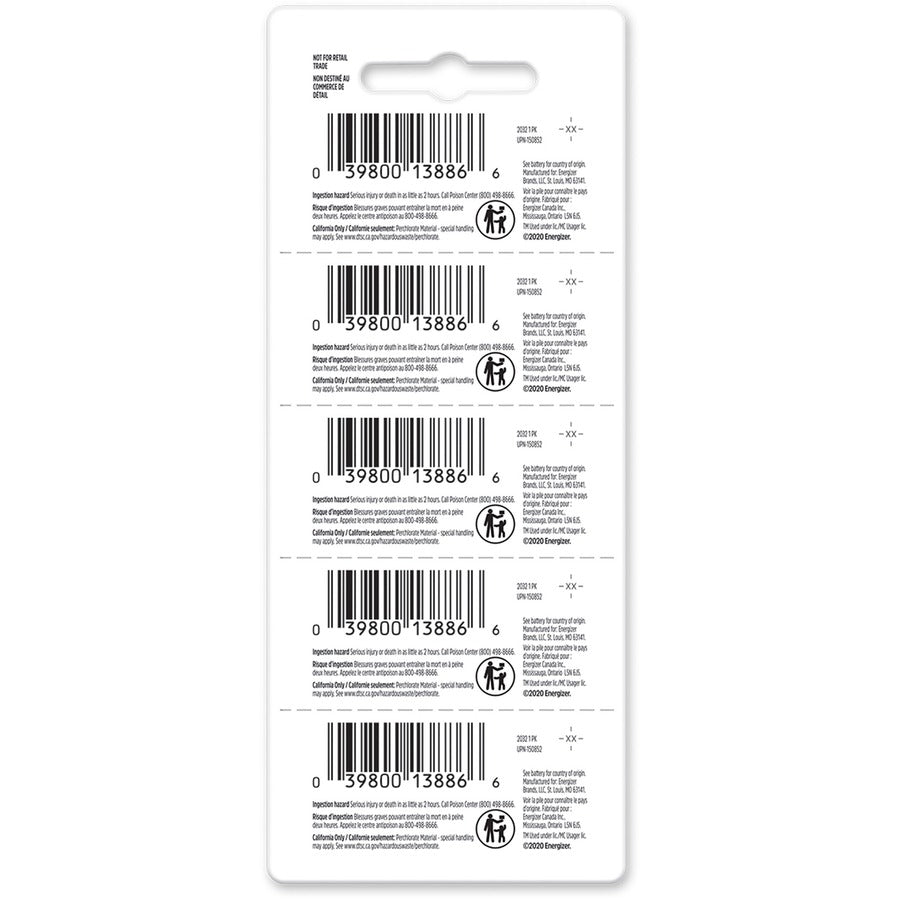 Energizer Industrial 2032 Lithium Battery 5-Packs - For Glucose Monitor, Laser Pointer, Digital Thermometer - CR2032 - 254 mAh - 20 / Box