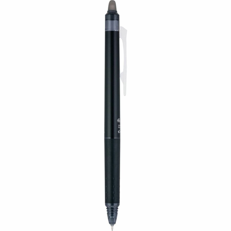 FriXion Synergy Clicker Erasable Gel Pen, Retractable, Extra-Fine 0.5 mm, Black Ink, Black/Smoke Barrel, Dozen