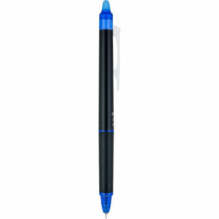 FriXion Synergy Clicker Erasable Gel Pen, Retractable, Extra-Fine 0.5 mm, Blue Ink, Black/Blue Barrel, Dozen