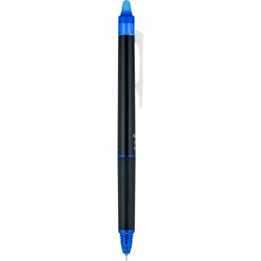 FriXion Synergy Clicker Erasable Gel Pen, Retractable, Extra-Fine 0.5 mm, Blue Ink, Black/Blue Barrel, Dozen