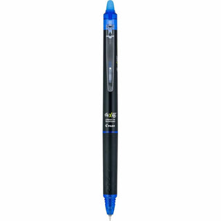 FriXion Synergy Clicker Erasable Gel Pen, Retractable, Extra-Fine 0.5 mm, Blue Ink, Black/Blue Barrel, Dozen