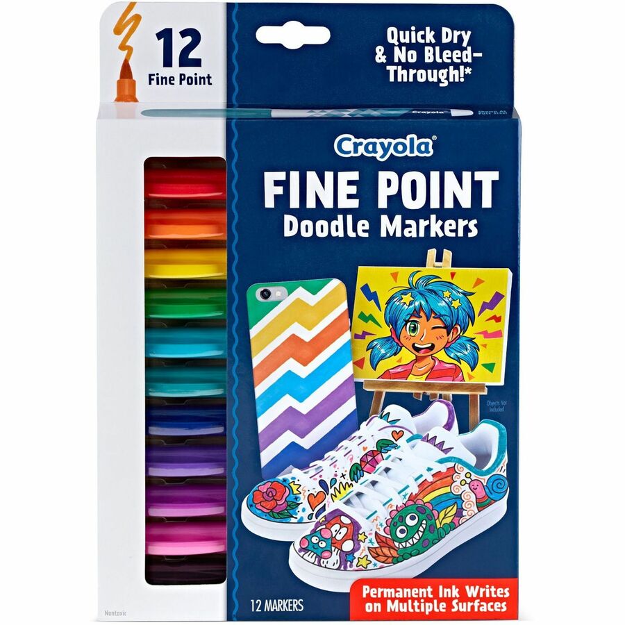 Crayola Doodle Markers - Fine Marker Point - Multicolor - 12 / Pack