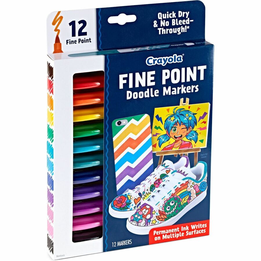 Crayola Doodle Markers - Fine Marker Point - Multicolor - 12 / Pack