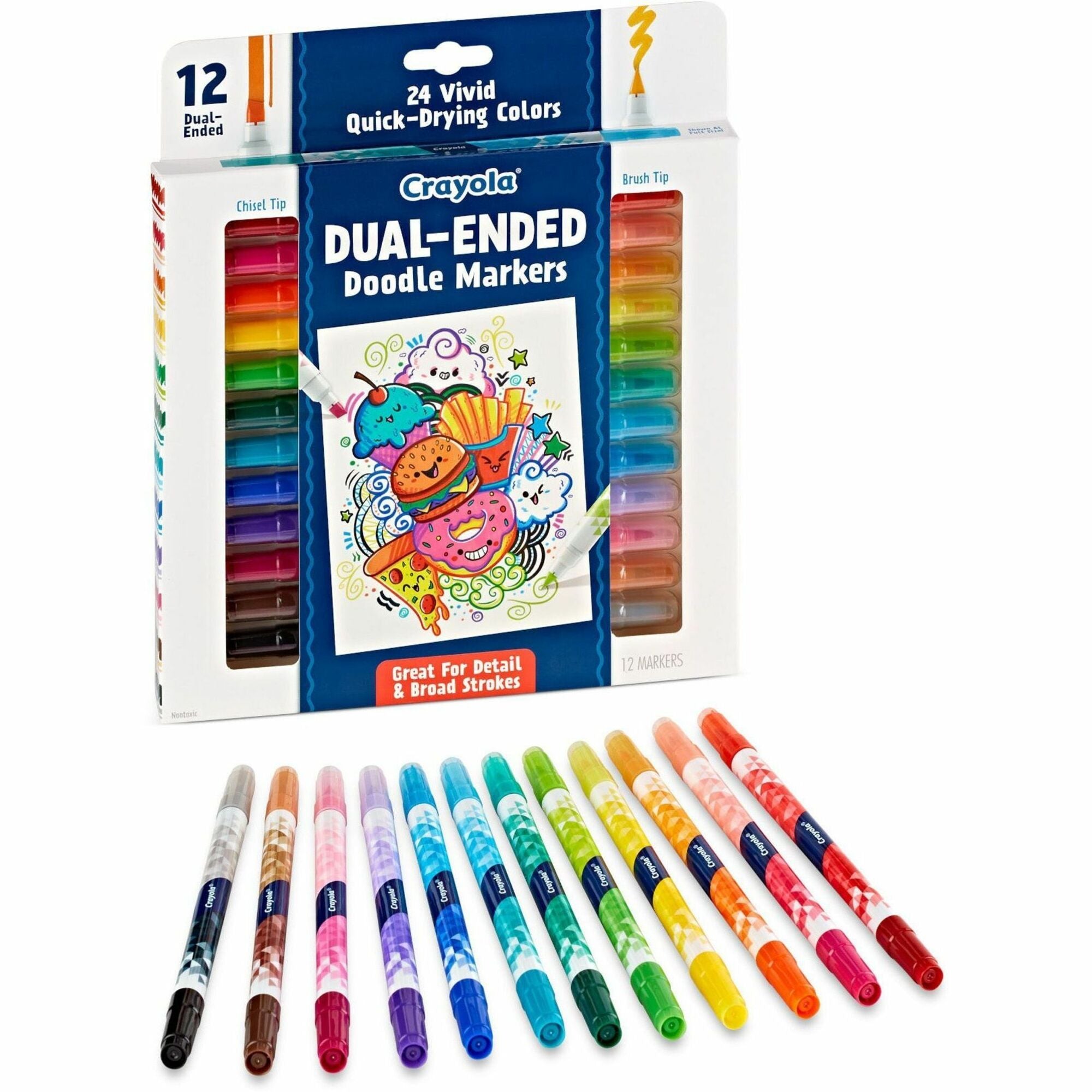 crayola-dual-ended-markers-chisel-brush-marker-point-style-multicolor-12-pack_cyo588314 - 1