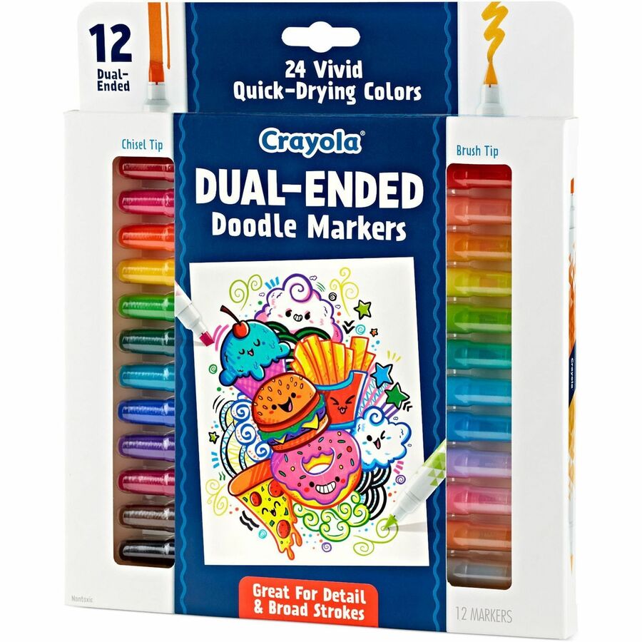 Crayola Dual-Ended Markers - Chisel, Brush Marker Point Style - Multicolor - 12 / Pack