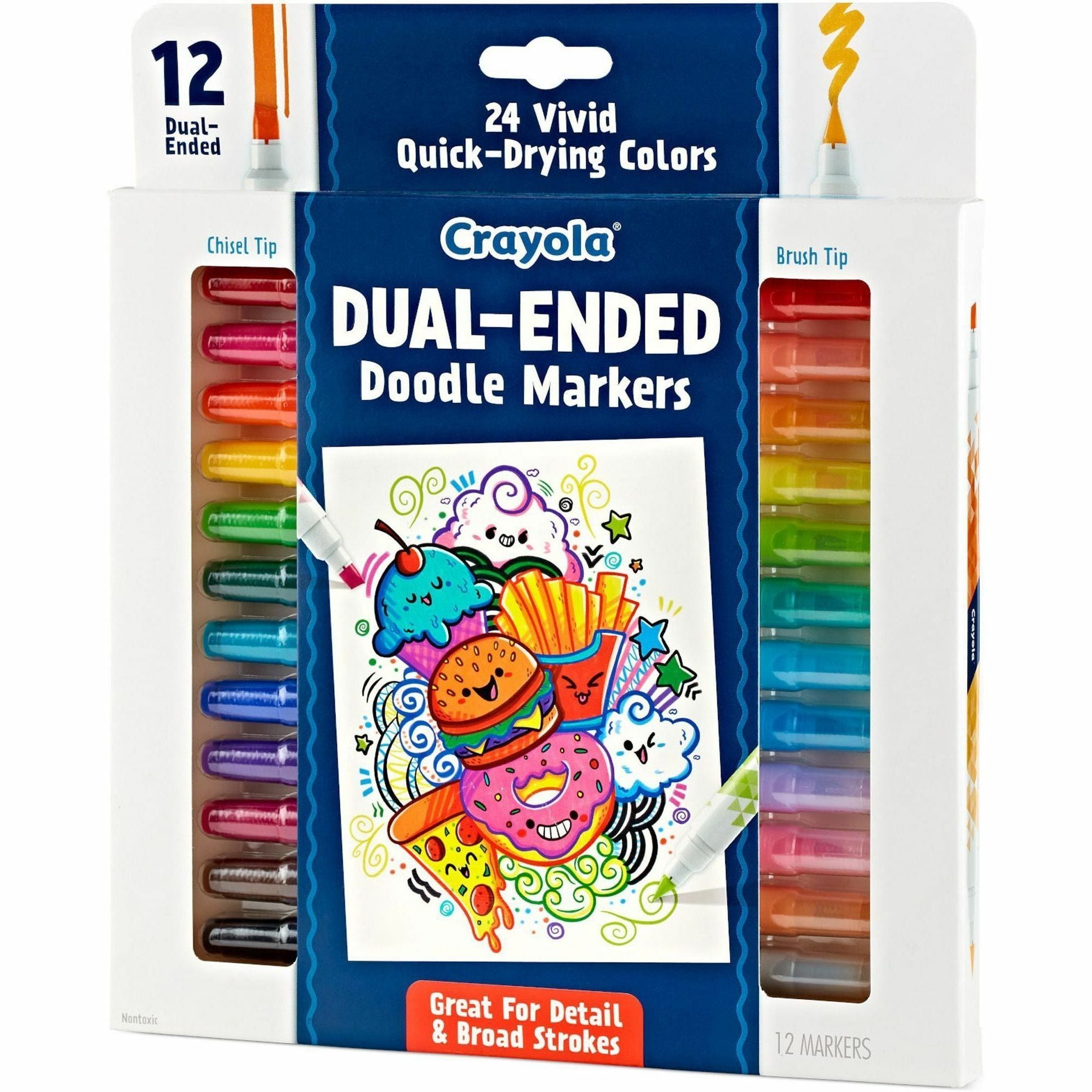 crayola-dual-ended-markers-chisel-brush-marker-point-style-multicolor-12-pack_cyo588314 - 2