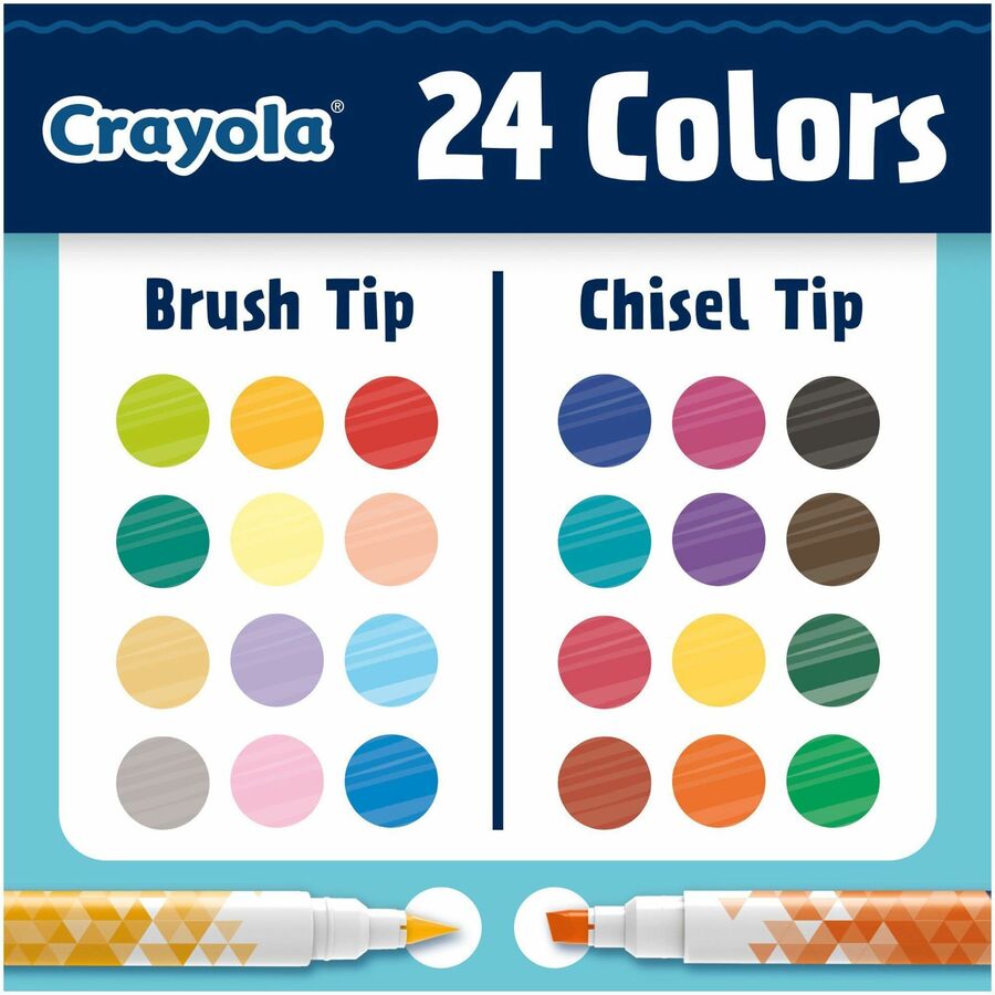 crayola-dual-ended-markers-chisel-brush-marker-point-style-multicolor-12-pack_cyo588314 - 6