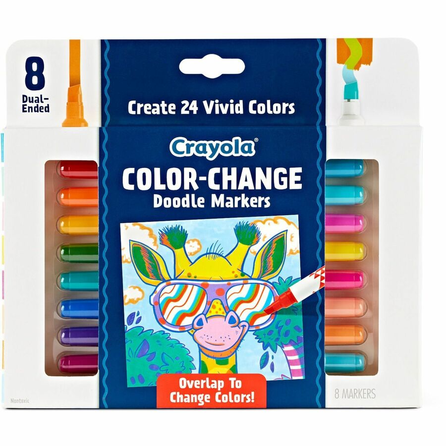 Crayola Color Change Doodle Markers - Chisel Marker Point Style - Multicolor - 8 / Pack