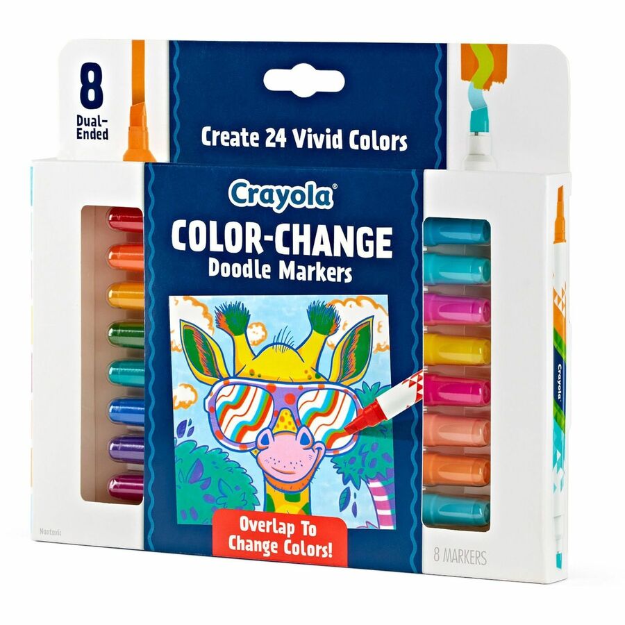 Crayola Color Change Doodle Markers - Chisel Marker Point Style - Multicolor - 8 / Pack