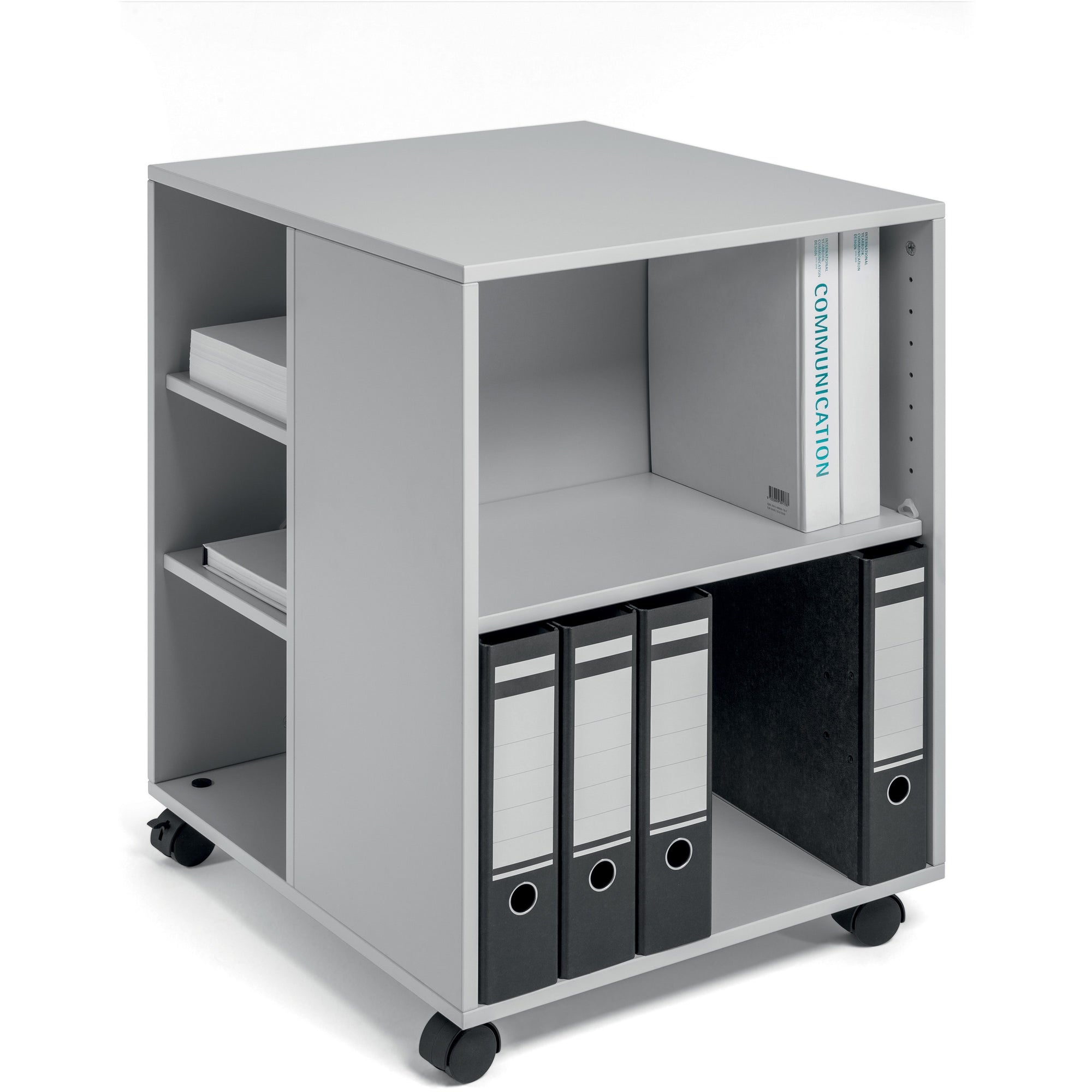 Flexible Multi-Functional Cart for Office Storage, Wood, 6 Shelves, 20.79 x 23.31 x 29.45, Gray