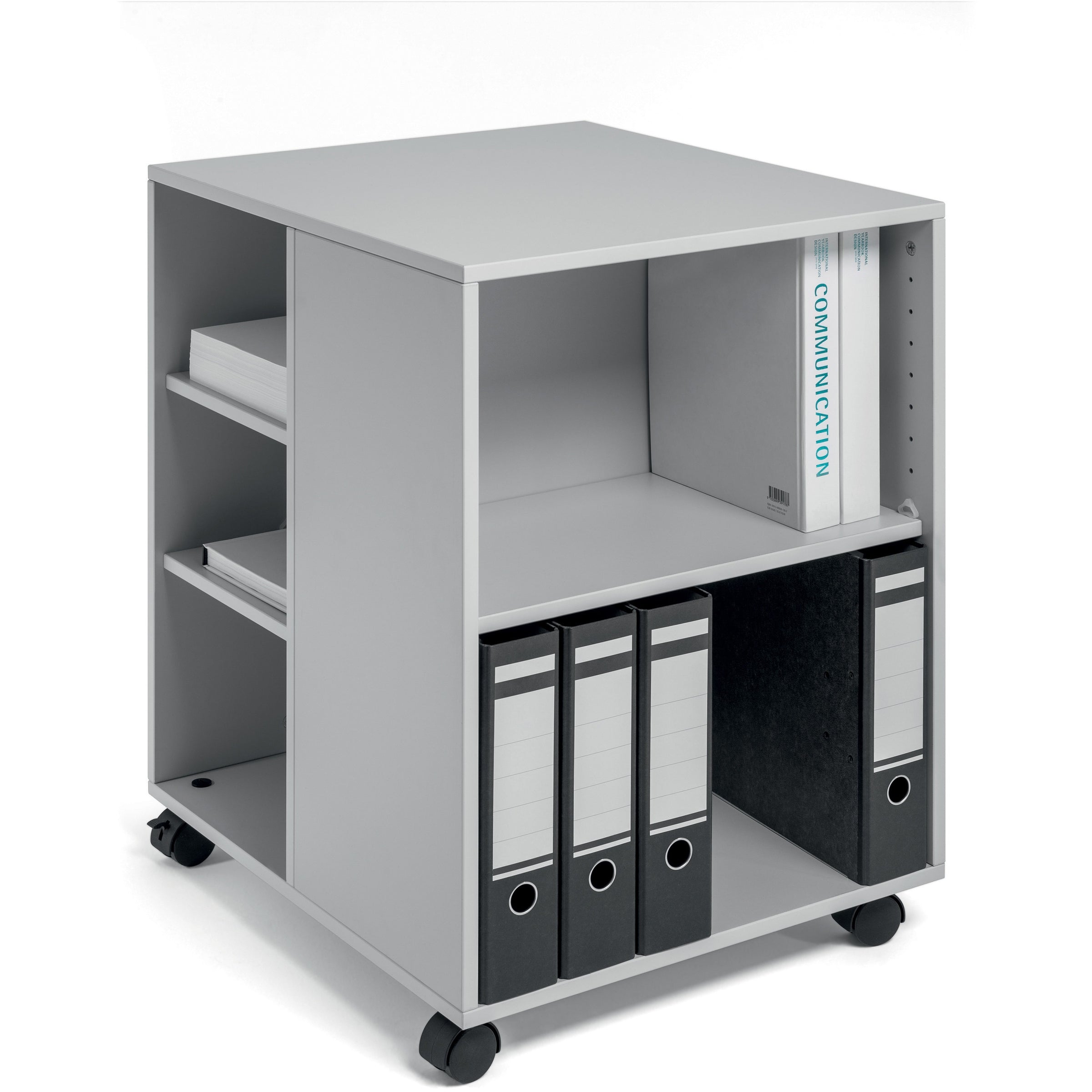 Flexible Multi-Functional Cart for Office Storage, Wood, 6 Shelves, 20.79 x 23.31 x 29.45, Gray
