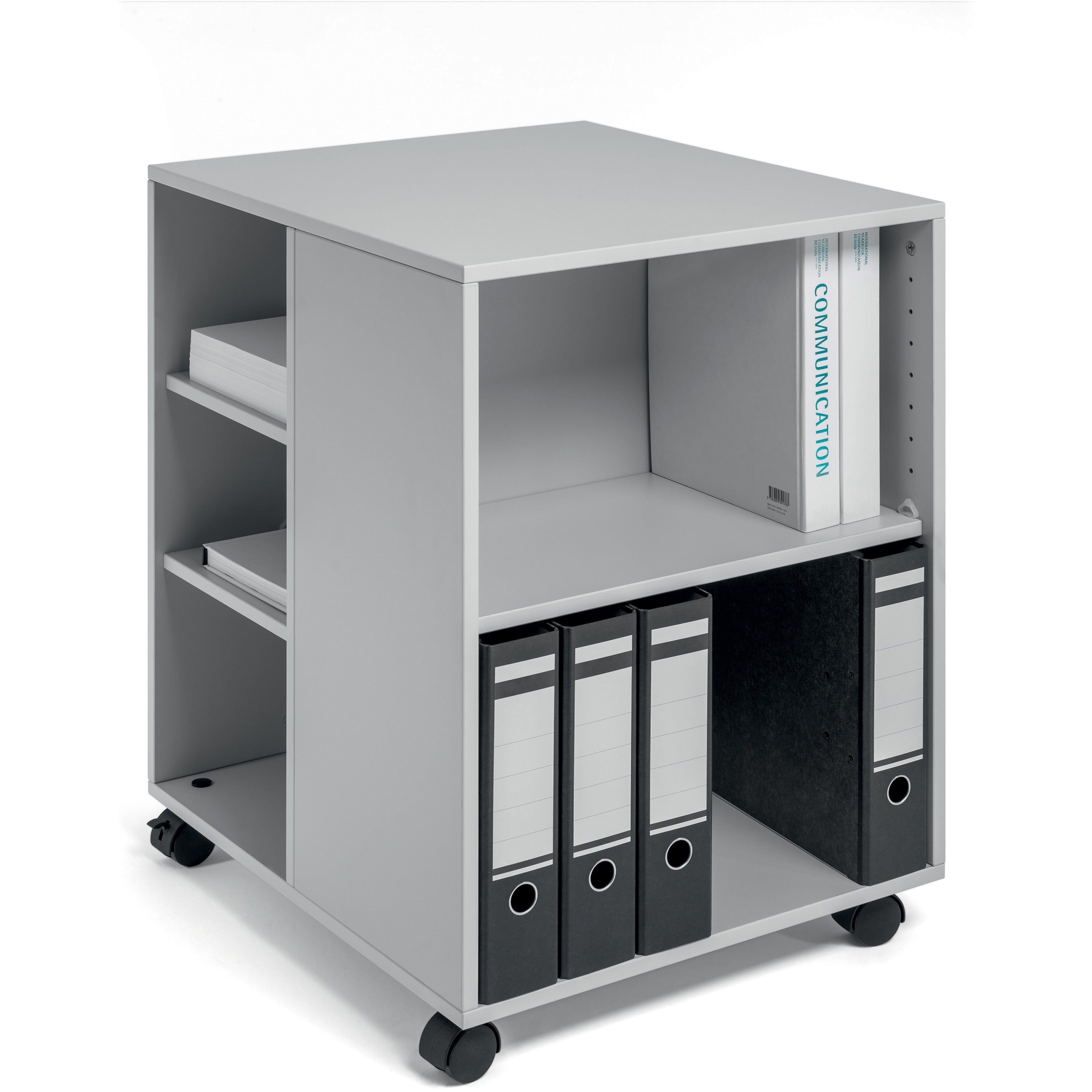 Flexible Multi-Functional Cart for Office Storage, Wood, 6 Shelves, 20.79 x 23.31 x 29.45, Gray