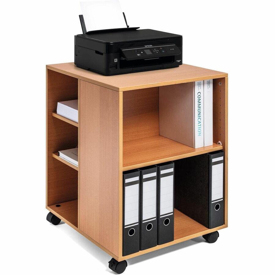 Flexible Multi-Functional Cart for Office Storage, Wood, 6 Shelves, 20.79 x 23.31 x 29.45, Beech