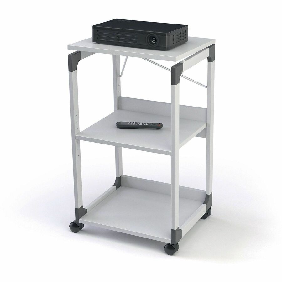 3-Tier Multimedia Trolley for Projectors, Metal, 3 Shelves, 20 x 17 x 34.75, Gray